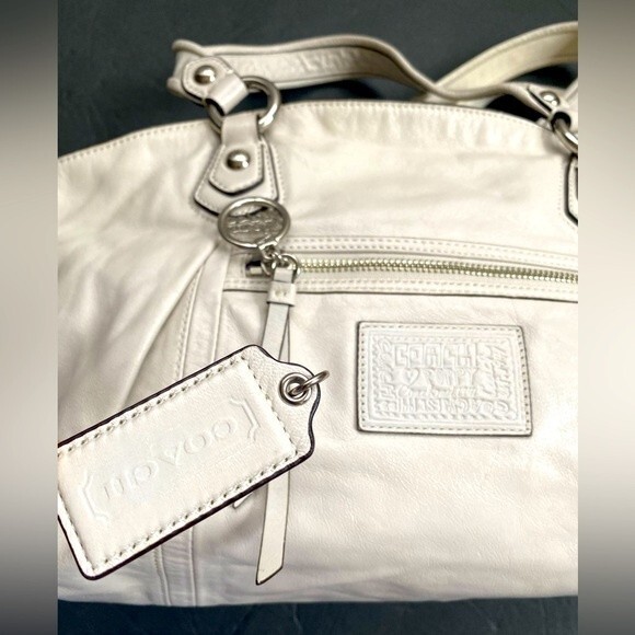 COACH  Legacy Poppy  Leather Rocker Crossbody Double Handles Ivory 16285 - Picture 2 of 16